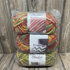 Lot Of 3 Skeins "Harvest" Bernat Blanket Yarn, 5.3 oz